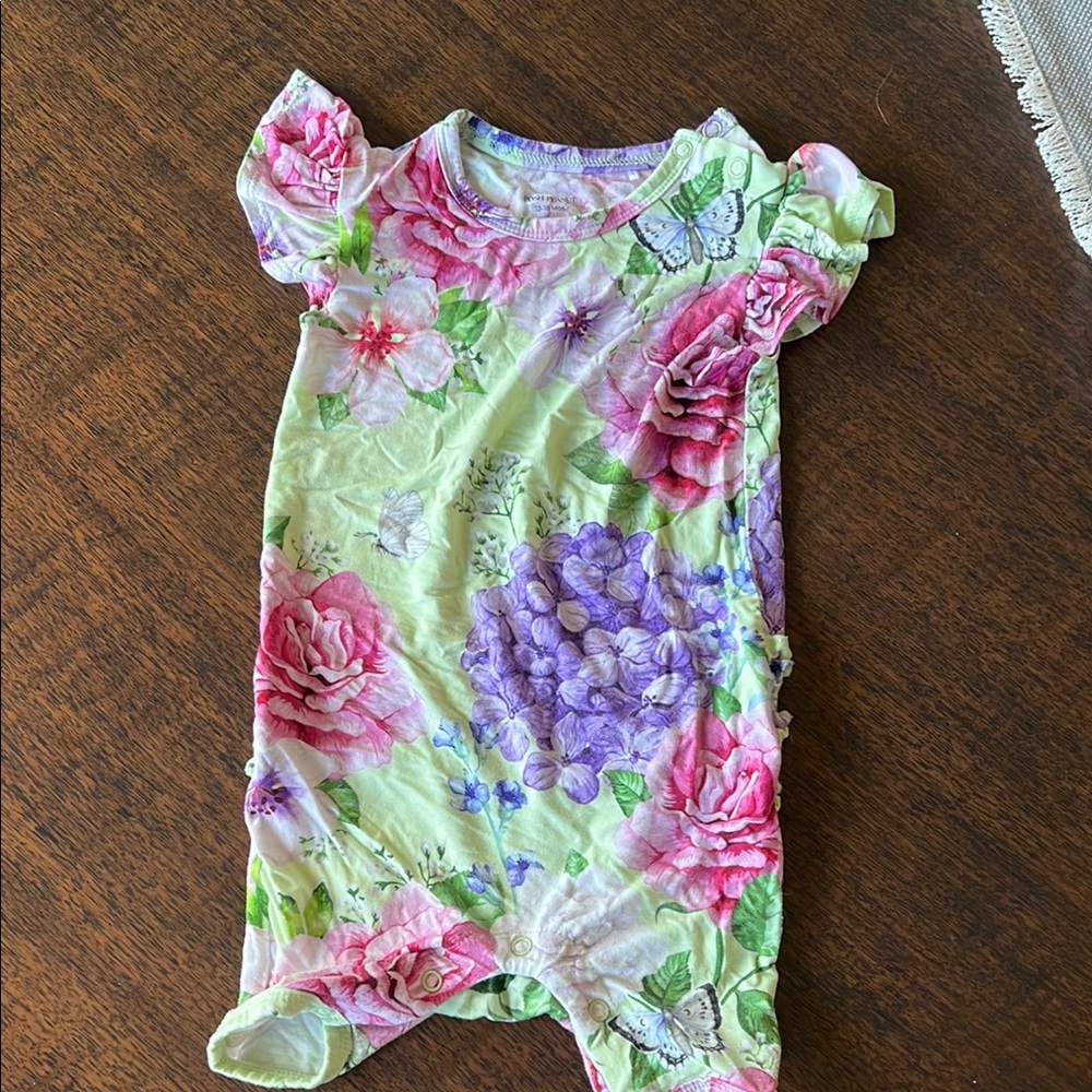 Floral Ruffled Butt Baby Romper